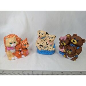 Vinyl Coin Bank Cats Dalmatian Dogs Bears Lot 3 Inch M.T. 1992